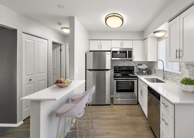 Stainless steel appliances at Golfview Apartments