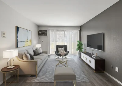 Living room space at Golfview Apartments